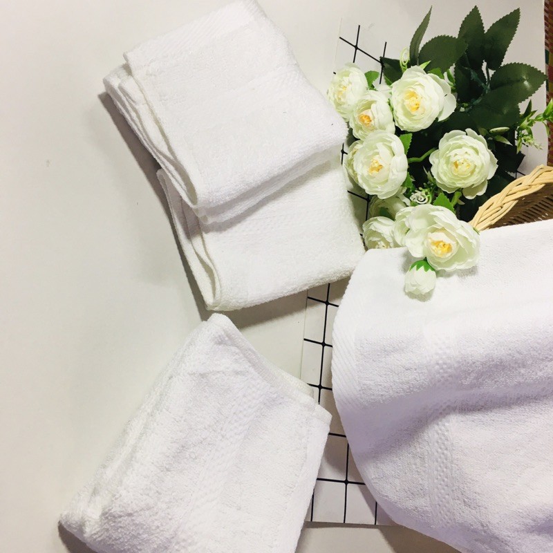 Khăn Mặt Trắng cotton dùng cho khách sạn, nhà nghỉ