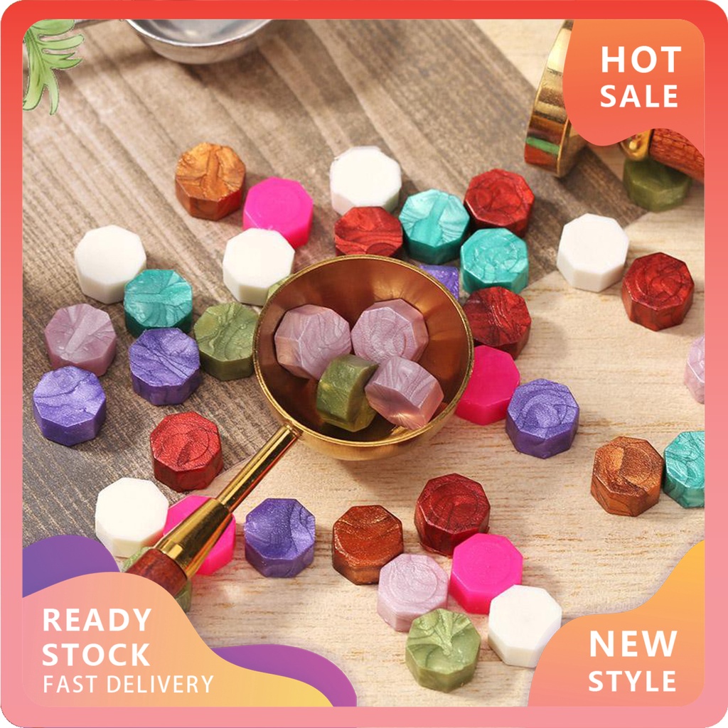 Set 100 hạt sáp hình bát giác nhiều màu dùng để đóng dấu thân thiện với môi trường