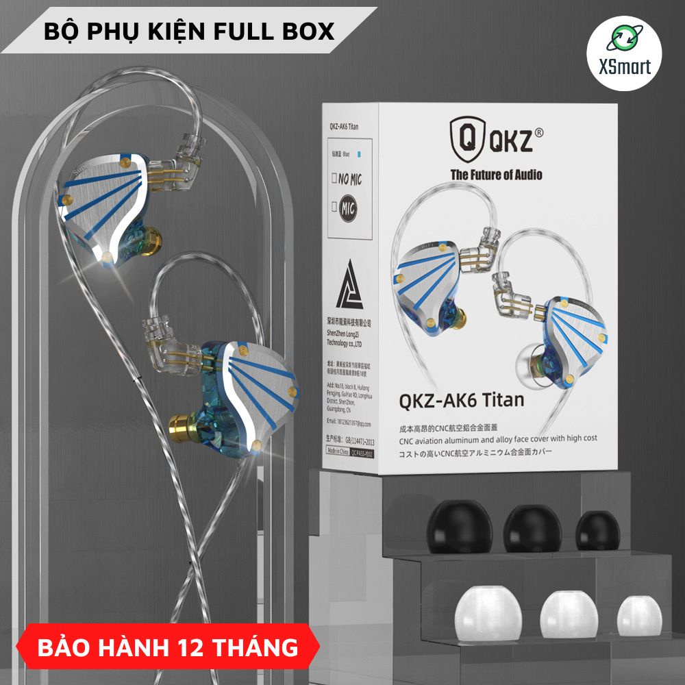 Tai Nghe Nhét Tai Kim Loại Cao Cấp K6 TITAN Pro Âm Thanh Hifi Cực Chất, Nghe Nhạc