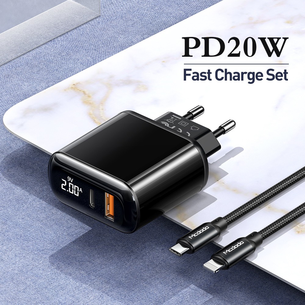 Củ sạc Mcdodo PD+QC3.0 giao diện USB 20W dành cho iPhone 13Promax 12Promax 11 Pro Xr Xiaomi Samsung Huawei