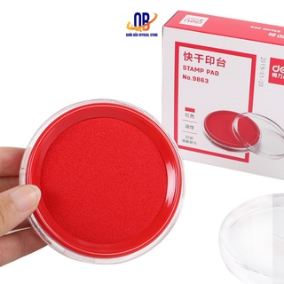 Khay mực dấu deli, mực lăn tay 84x84x25 mm, đỏ - e9863