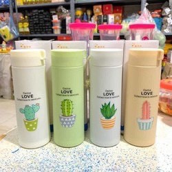 Bình nước in hình xương rồng nhiều màu 400ml cute