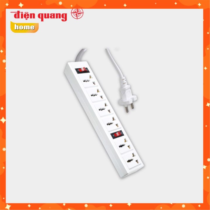 Ổ cắm điện Điện Quang 6 lỗ 3 chấu dây 2 mét và 5 mét