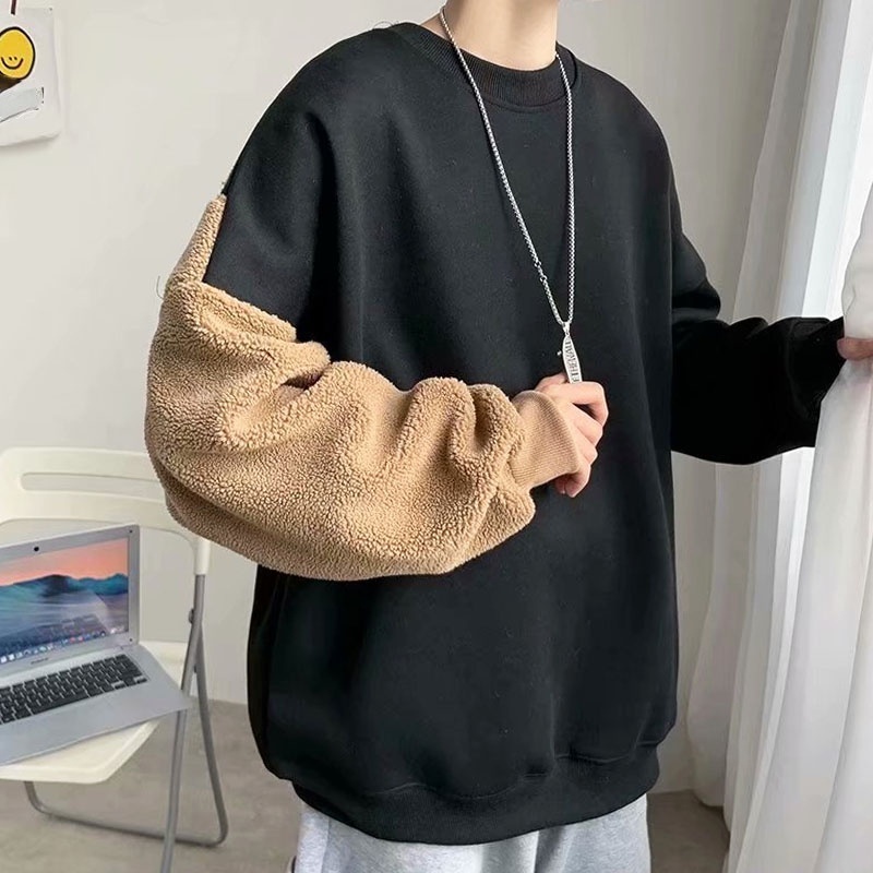 Áo sweater tay dài cổ tròn thêu họa tiết hoạt hình đáng yêu thời trang mùa thu năng động dành cho nam