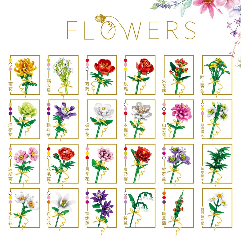 Khối lắp ghép ZHAN QI TOYS hình hoa hướng dương/ hoa nhài xinh xắn dùng làm quà tặng