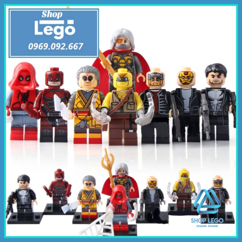 Xếp hình DareDevil  - Punisher  - SpiderMan  - Marked Robber  - Kaecilius  - Odin - Shocker Lego Minifigures Xinh X0180