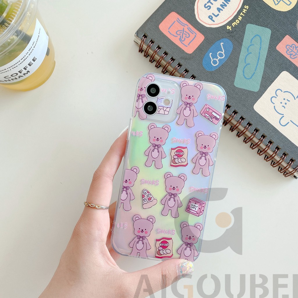 2021 New Laser Hàn Quốc Phong cách kẹo gấu Vỏ điện thoại silicon 12 12Pro 12ProMax 11Pro 11ProMax 7 8 7Plus 8Plus X XS XR XSmax Vỏ mềm mờ | BigBuy360 - bigbuy360.vn