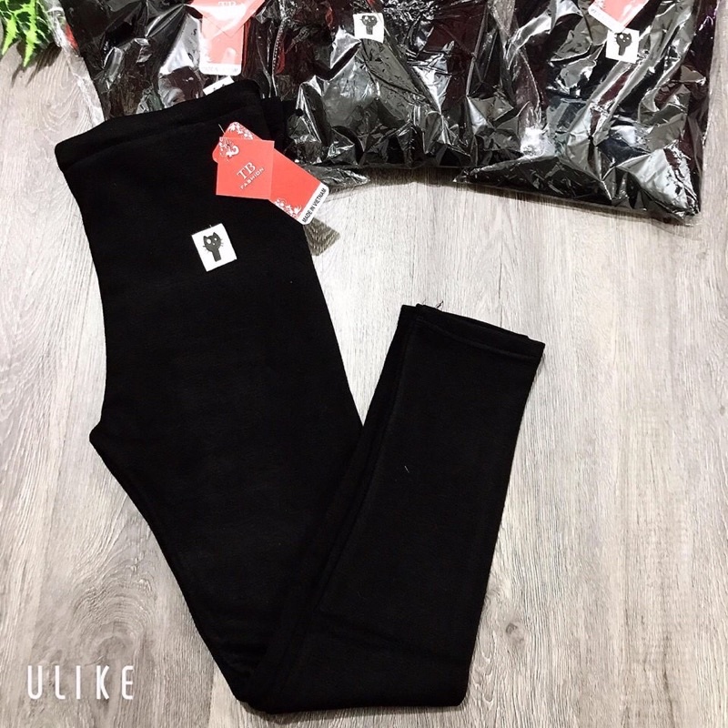 Quần bầu lót lông legging hình mèo có đáp bụng và chun chỉnh bụng