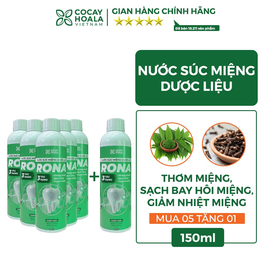 [Mua 5 tặng 1]Nước súc miệng dược liệu CoCayHoaLa - Khỏi lo Chảy máu chân răng, viêm lợi, hôi miệng, chai 150ml