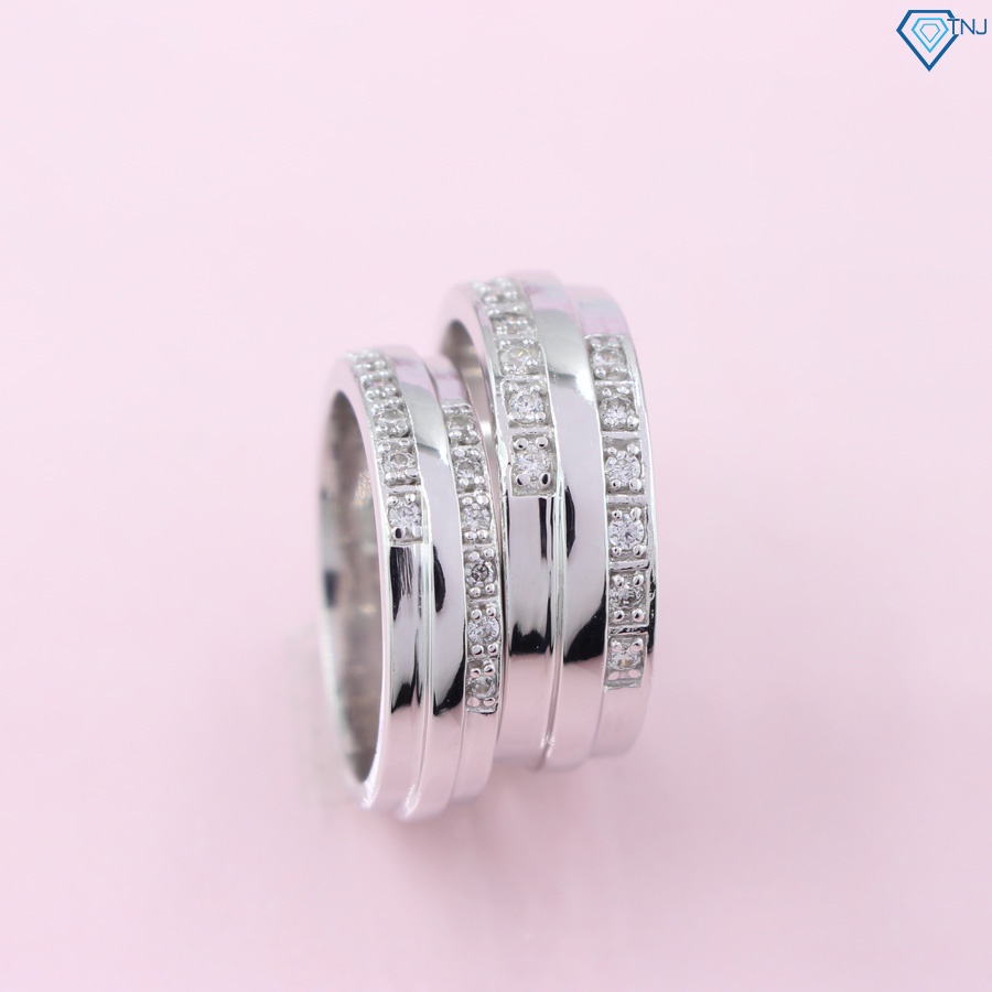 Nhẫn bạc đôi nam nữ đính đá khắc tên theo yêu cầu ND0315 Trang Sức TNJ