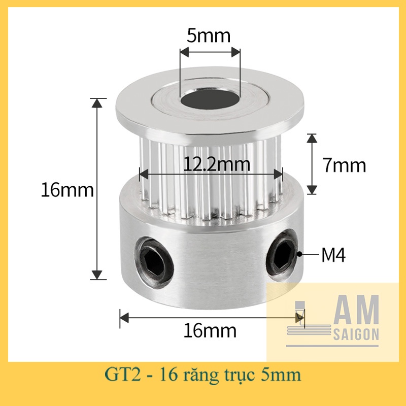 Pulley GT2 , Pully GT2 bảng 6,10mm - 20,36,40,48,60 răng - trục 5, 6.35, 8, 10mm