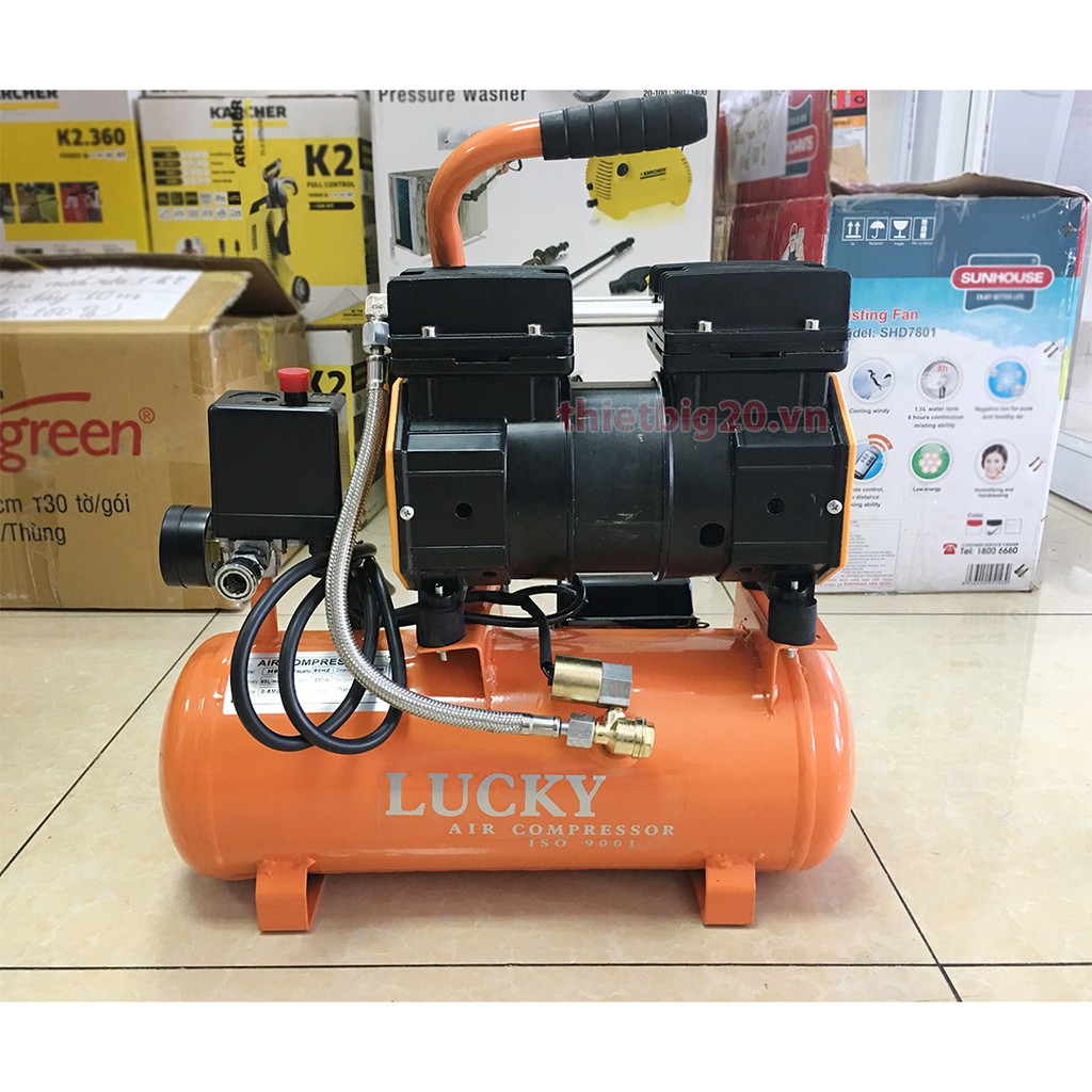 Máy nén khí mini không dầu, siêu êm Lucky 3/4 HP, 9L