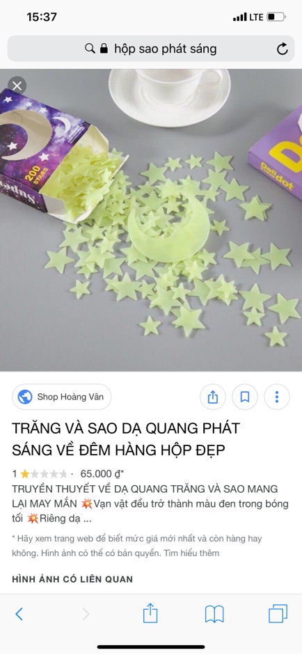 Sao dạ quang phát sáng hộp hàng đẹp