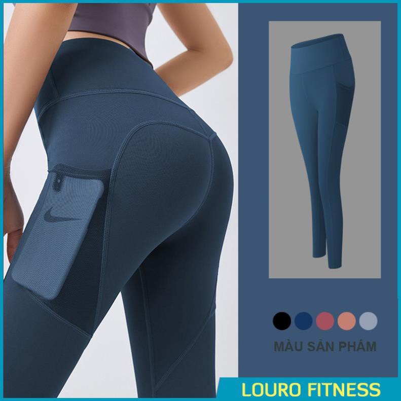Quần tập Gym, Yoga nữ dài có túi, kiểu quần tập legging nâng mông, cạp cao co giãn 4 chiều, thoáng mát -  QF12 .