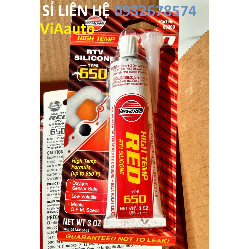 Keo đỏ chính hãng Versachem USA Versachem 65309 Low Volatile High Temperature Red Silicone - 3 oz