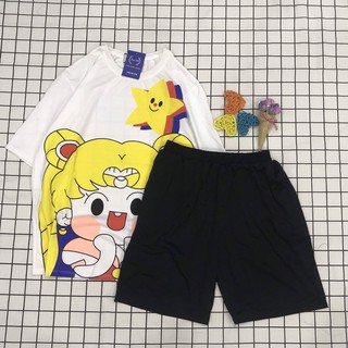 Set Đồ Bộ BÉ GÁI cartoon 3D Cute - Áo+ Quần Đùi Vải Thun Cotton Thoáng Mát, Freesize Đến 70kg