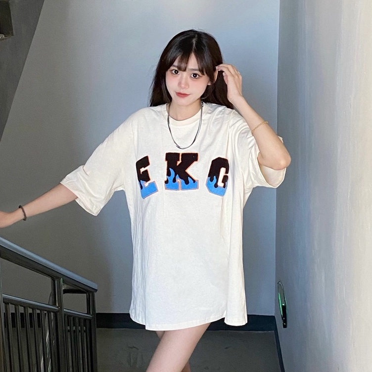 Áo Thun Tay Ngắn Cổ Tròn Dáng Rộng In Họa Tiết Thời Trang Cho Nữ