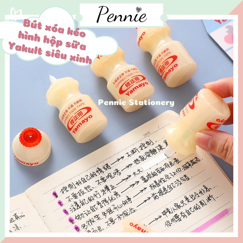 Bút xóa kéo Correction tape Pennie hình hộp sữa Yakult xinh xắn