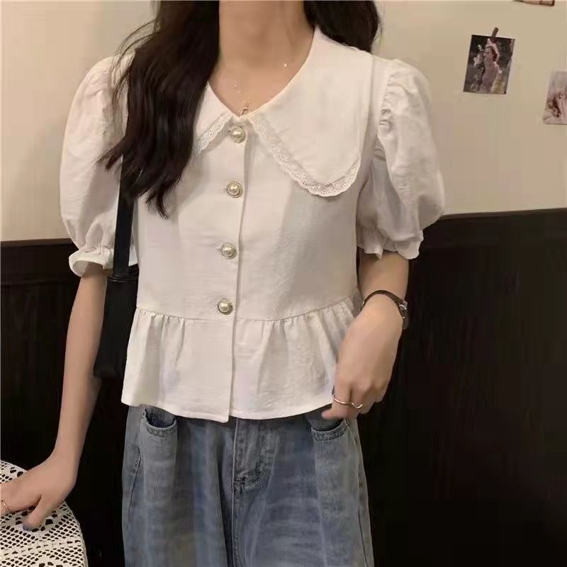 Áo Tay Phồng Cổ Búp Bê Dáng Rộng Thời Trang Pháp Cho Nữ