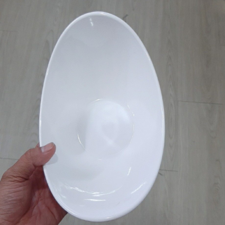 Tô nhựa melamine hình thoải vàng TOV17 kiểu Vân Đá Kem Hàng Quốc, Sang trọng -Cao cấp