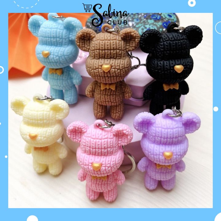 Móc Khoá Hình Chú Gấu Bea,r Lo.ve Nhám Siêu Cute