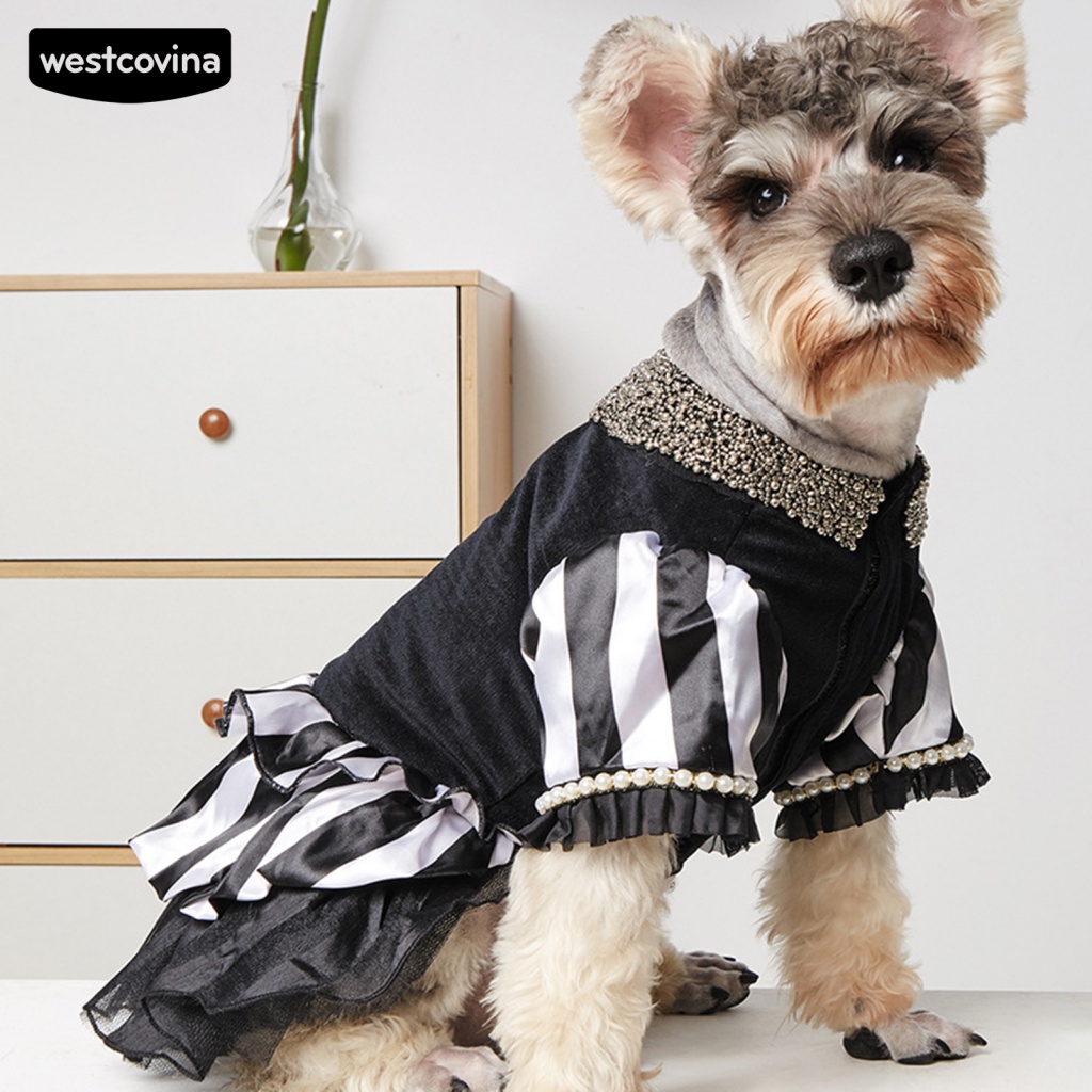 Đầm Đính Ngọc Trai Nhân Tạo Màu Sắc Tương Phản Đáng Yêu Cho Cún Cưng