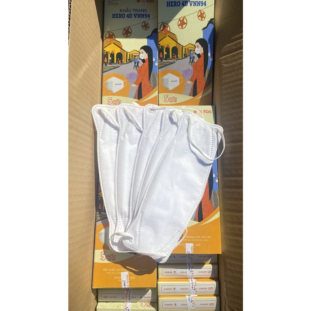 Khẩu trang Hero VNN94 màu trắng - Hộp 5 cái
