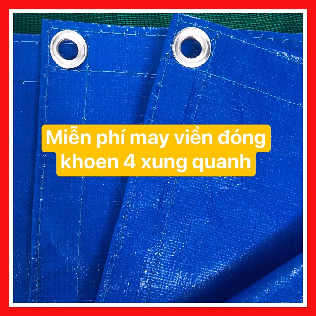 [Siêu Dày] Bạt Che Nắng Mưa Hai Da Màu Xanh Đen 250Gam/ Met Vuông (Miễn Phí May Viền, Đóng Khoen)