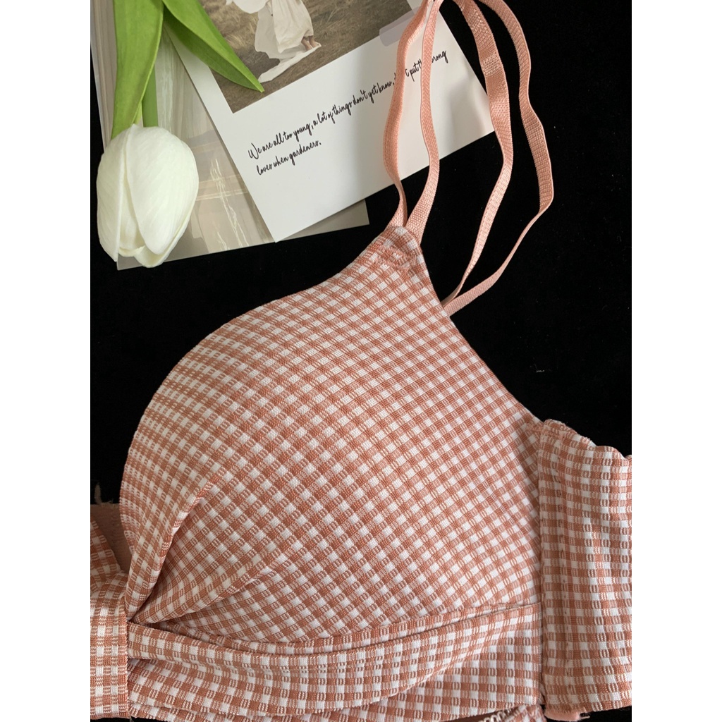 [HÀNG MỚI VỀ-CÓ ẢNH THẬT] BỘ LÓT KẺ CARO kHÔNG GỌNG CÓ ĐỆM NGỰC SIÊU ĐẨY- NỘI Y CHARMOSE | BigBuy360 - bigbuy360.vn