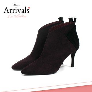 [Giày xinh toàn quốc] Boots 7cm Ankle boots, Da lộn, đáp gót đen Mã BO100358-2 (2)