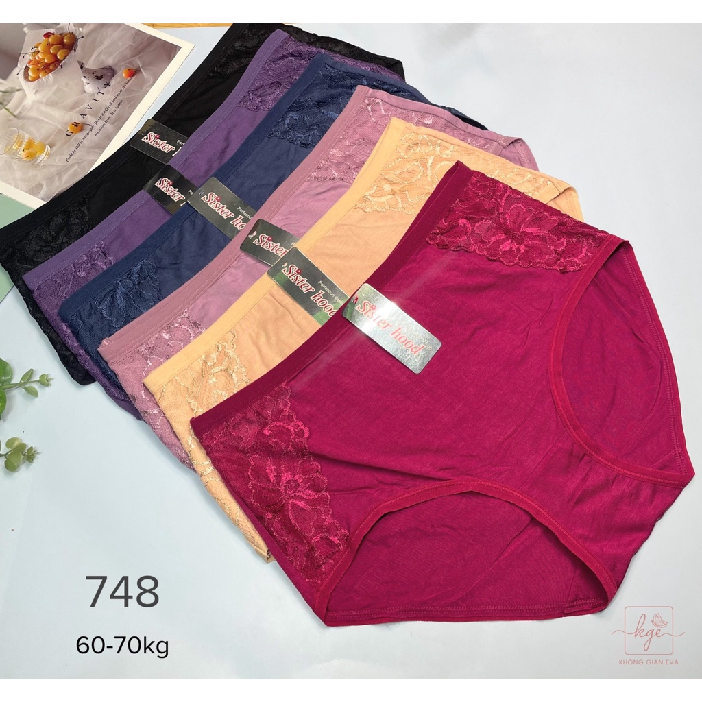 Quần Lót Nữ Cotton Phối Ren Form To , Quần Lót Bigsize Cho Người Béo Mông Trên 100 Cm 748