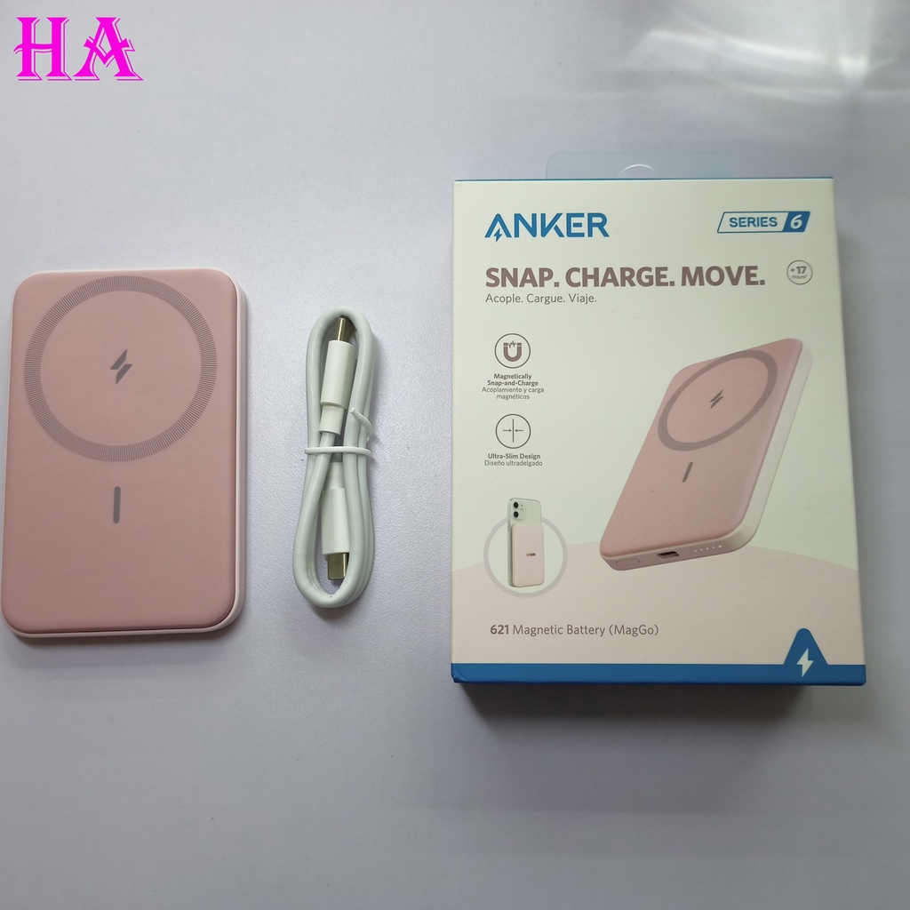 Pin Sạc Dự Phòng Anker 621 Magnetic Maggo A1610 Sạc Hít Từ Tính Cho ip12 - ip14