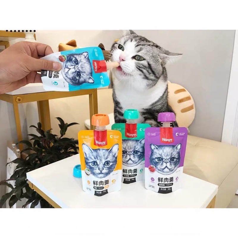 Súp thưởng Wanpy cho mèo có nắp vặn bảo quản 🐈