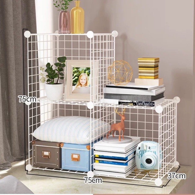 Kệ lắp ghép 3 ô bằng lưới sắt sơn tĩnh điện - đa năng tự lắp ghép (chịu lực tốt )