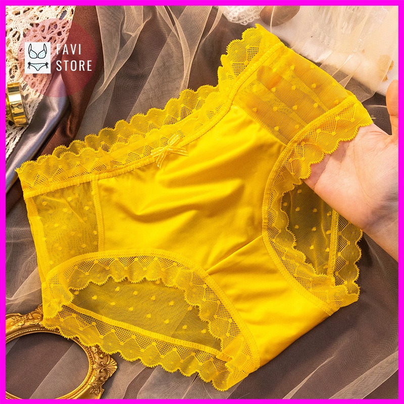 Quần lót nữ su lụa satin thun lạnh phối ren viền ren siêu đẹp sexy cute dễ thương - ql035