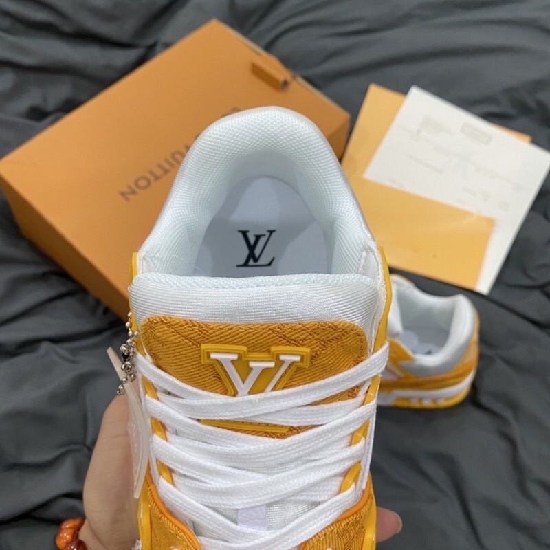 GIÀY LV TRAINER SNEAKER WHITE YELLOW TRẮNG VÀNG DA THẬT SC