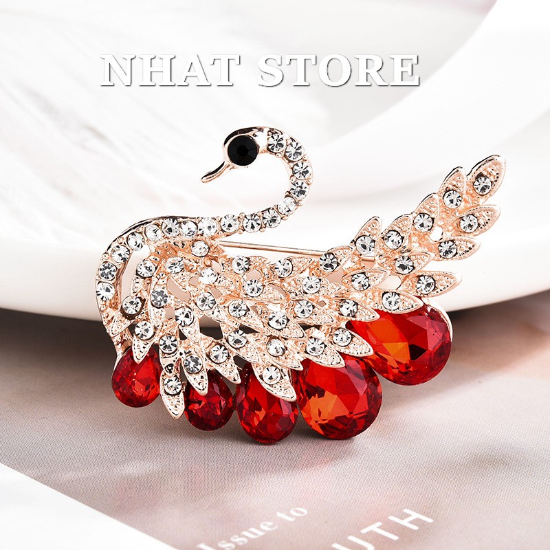Cài áo hình thiên nga đính đá đẹp sang trọng - Ghim cài áo CA58