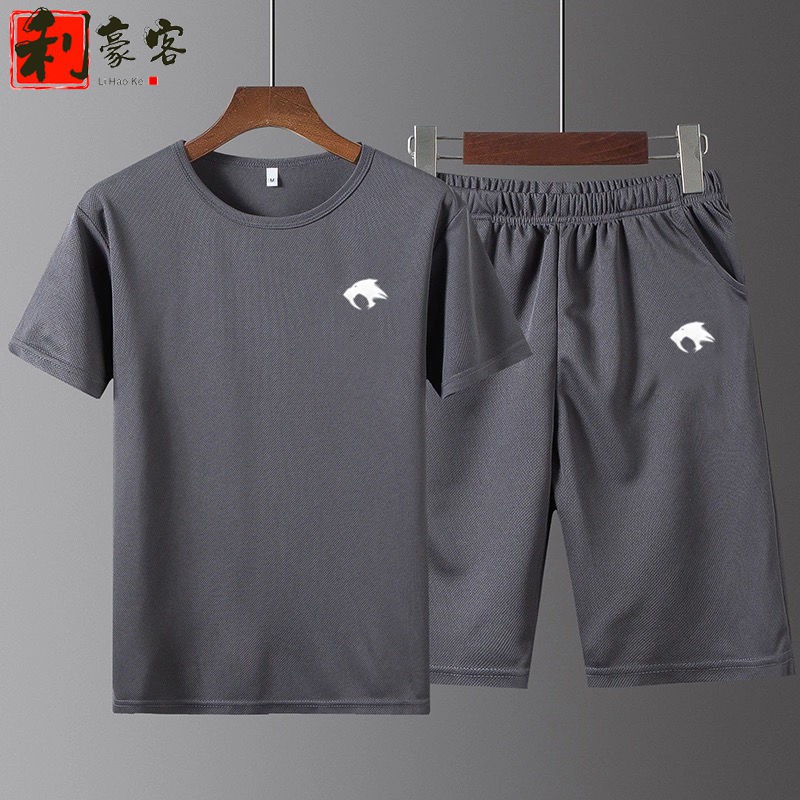 suit / set đồ thể thao ngắn tay nhanh khô vào mùa hè phù hợp với quần short áo thun nam bộ bình thường giới231GR