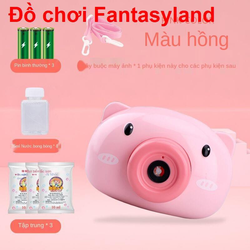 Máy ảnh bong bóng điện heo con đồ chơi trẻ em tự động thổi trái tim cô gái