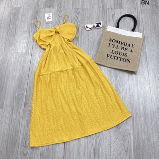 váy 2 dây xốp nơ ngực