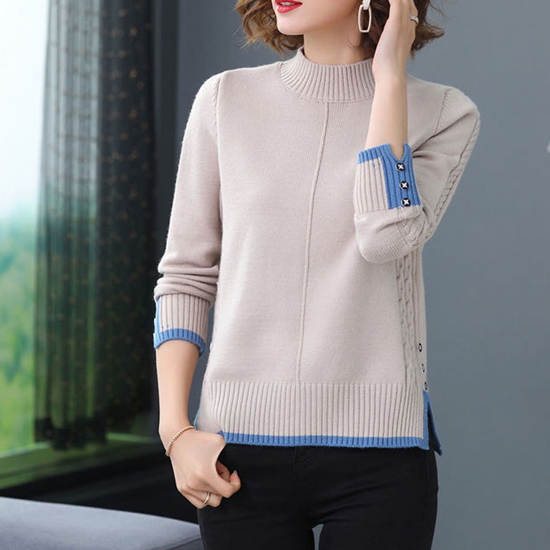 Áo len tay dài cổ lọ thời trang dành cho phụ nữ trung niên