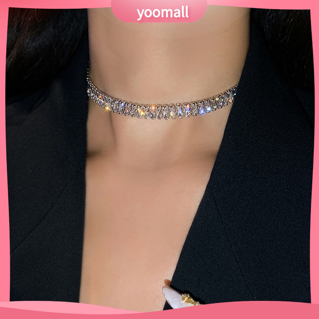 Vòng Cổ Choker Đính Đá Zircon Đơn Giản Nhẹ Nhàng Có Thể Điều Chỉnh