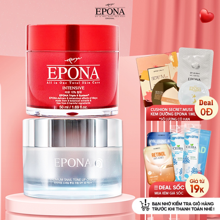 Combo Kem Nâng Tone, Dưỡng Da Căng Bóng Chống Lão Hóa Epona 50ml