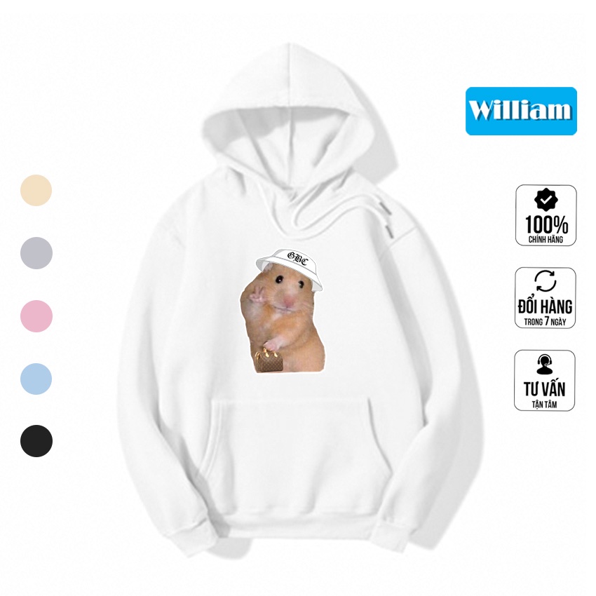 Áo hoodie nam nữ hình Hamster dễ thương chất nỉ bông dày dặn, in Pet cao cấp William - DS208