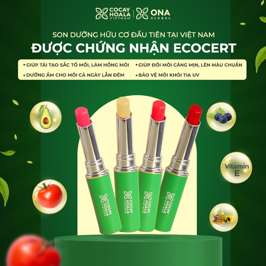 Son dưỡng cà chua hữu cơ 3M mềm mịn mọng mướt giảm thâm, làm hồng môi Cỏ cây hoa lá - 1.5g