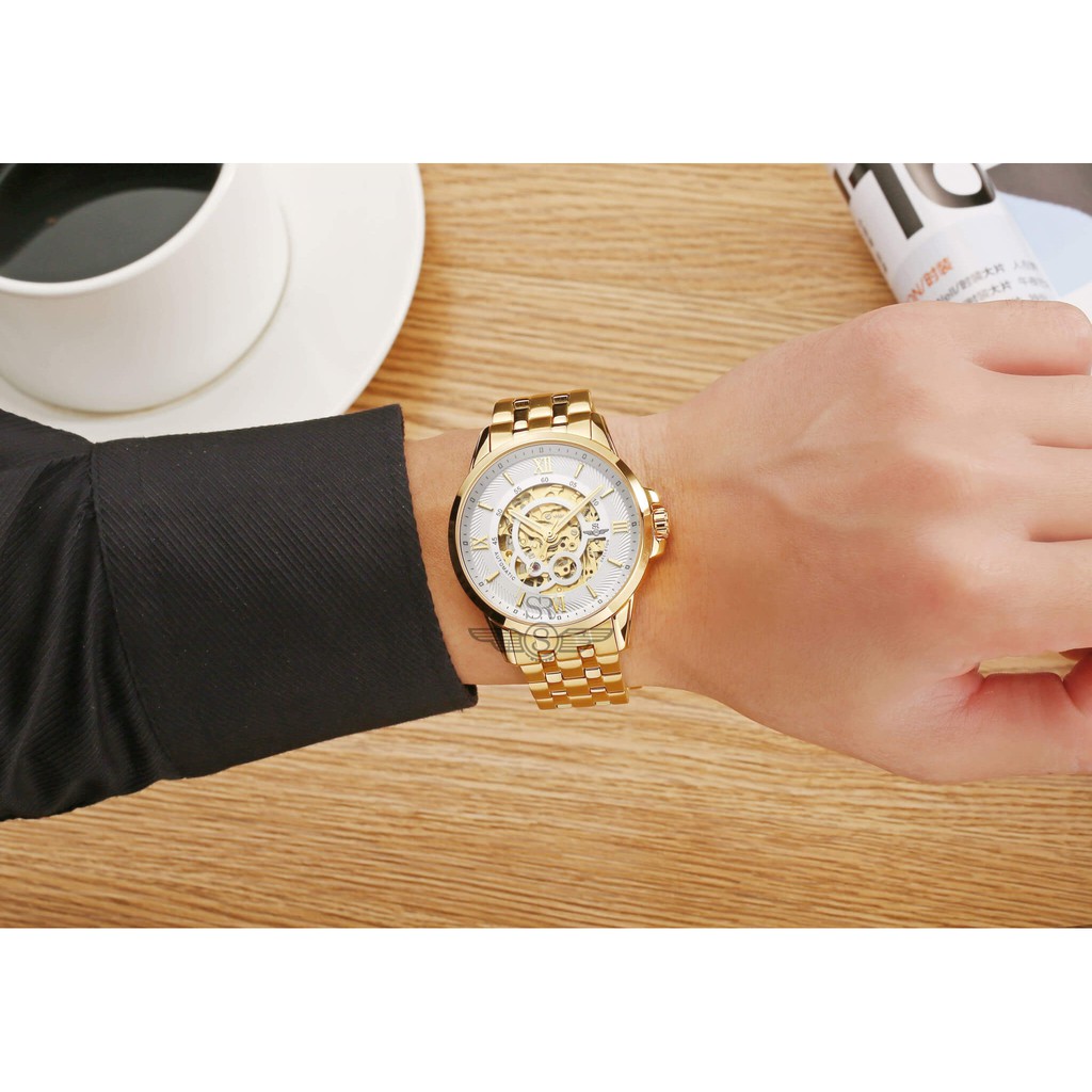 Đồng hồ nam mặt kính Sapphire SRWATCH SG8894.1402 trắng máy bằng thép không gỉ được