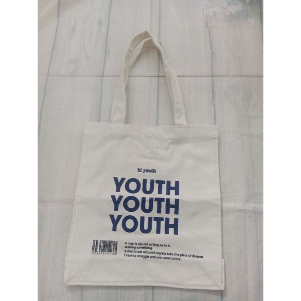 Túi vải, túi tote đáy vuông Youth 2 màu đen, be