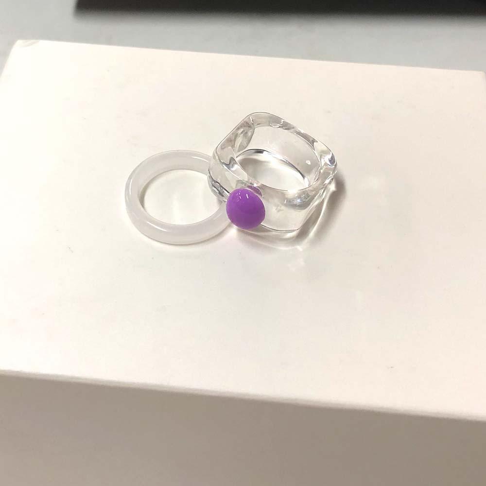 Nhẫn Acrylic MOCHO Hình Oval Màu Tương Phản Ngọt Ngào Dễ Thương Thời Trang Cho Nữ