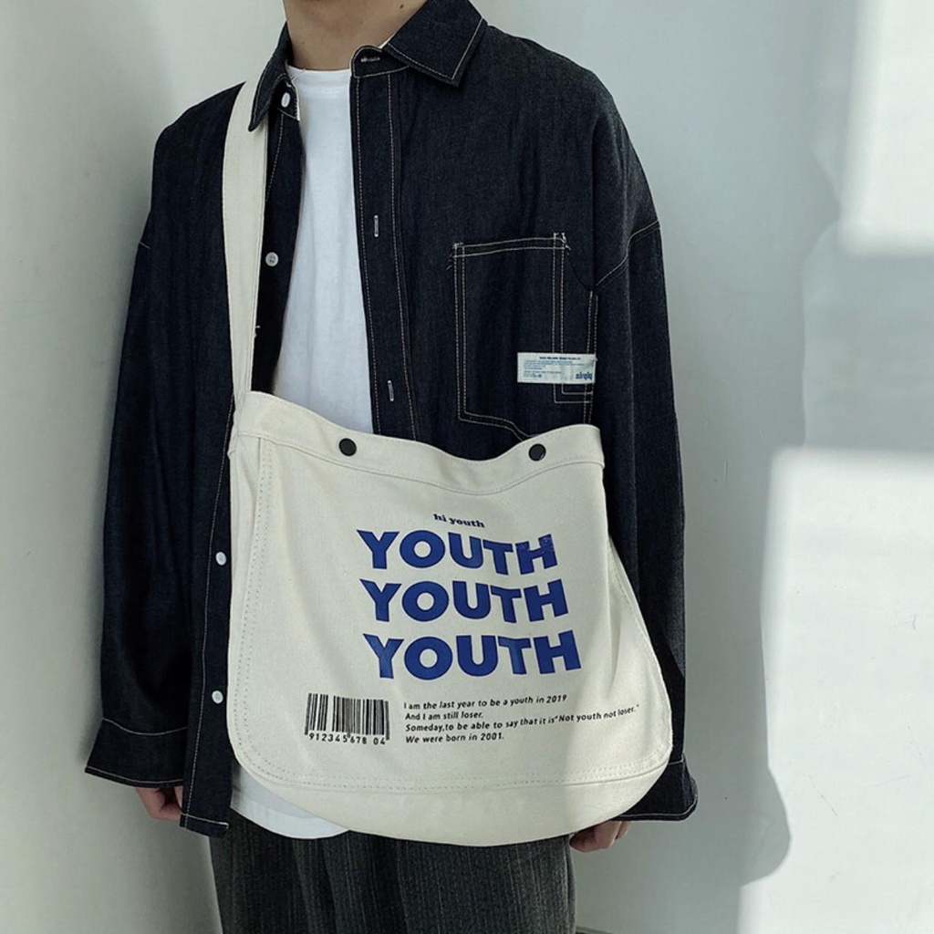 Túi đeo chéo nam nữ thời trang unisex vải canvas đi học đi chơi giá rẻ - xuongmaitnt