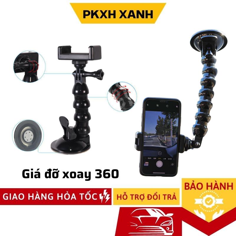 Giá Đỡ Điện Thoại Trên Ô Tô, Kẹp Điện Thoại Gắn Taplo Kính Cực Kỳ Chắc Chắn